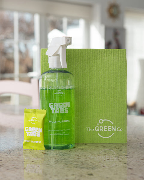 best multi purpose cleaner spray featured image bottle with extra GreenTab and Cellulose dishcloth