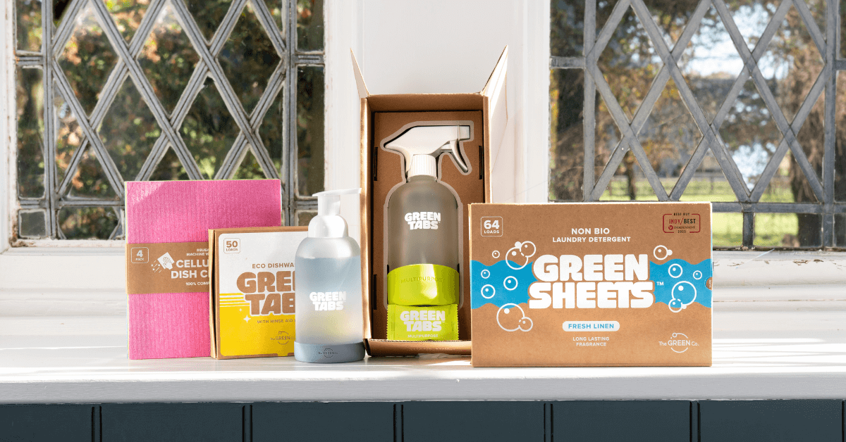 eco friendly cleaning products from the green co sitting by window ready for eco spring cleaning